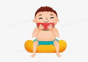 卡通男吃瓜,瓜果飘香乐翻天